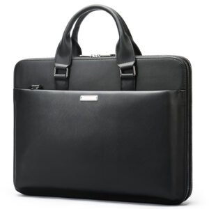 WESTAL OEM & ODM Real Leather Men Briefcases for 14inch Laptop A4 Document Computer Bags Black Shoulder Handbags Wholesale