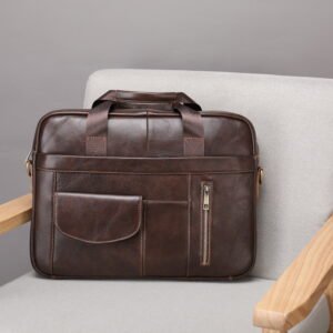 WESTAL Factory Real Leather Men Briefcases for 14inch Laptop Document Computer Bags Shoulder Handbags