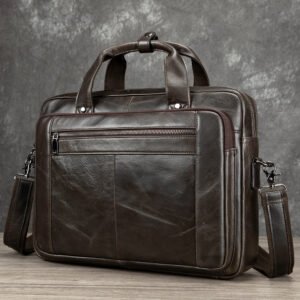 WESTAL Wholesale Genuine Leather Briefcase Large Capacity Handbags for 14inch Laptop Multipile Pocktes Shoulder Crossbody Document Bags
